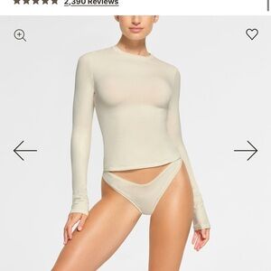 SKIMS cotton jersey long sleeve top bone small